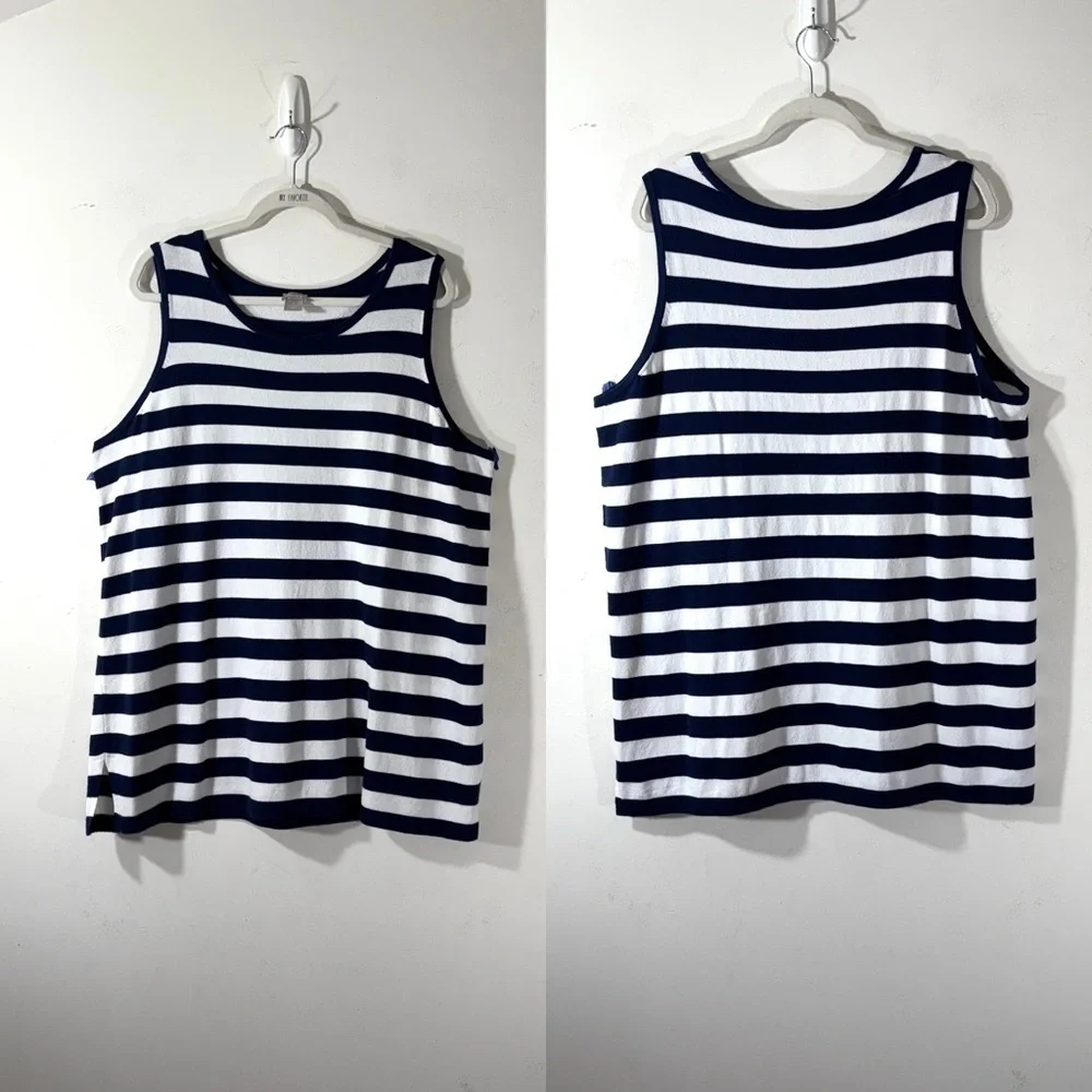 Chico’s Zenergy Reversible Navy White Stripe Cardigan Sweater NWT - Picture 11 of 14